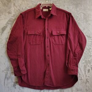 VTG LL Bean Men 16.5 2XL Chamois Button‎ Up Long Sleeve Shirt Freeport Maine Red